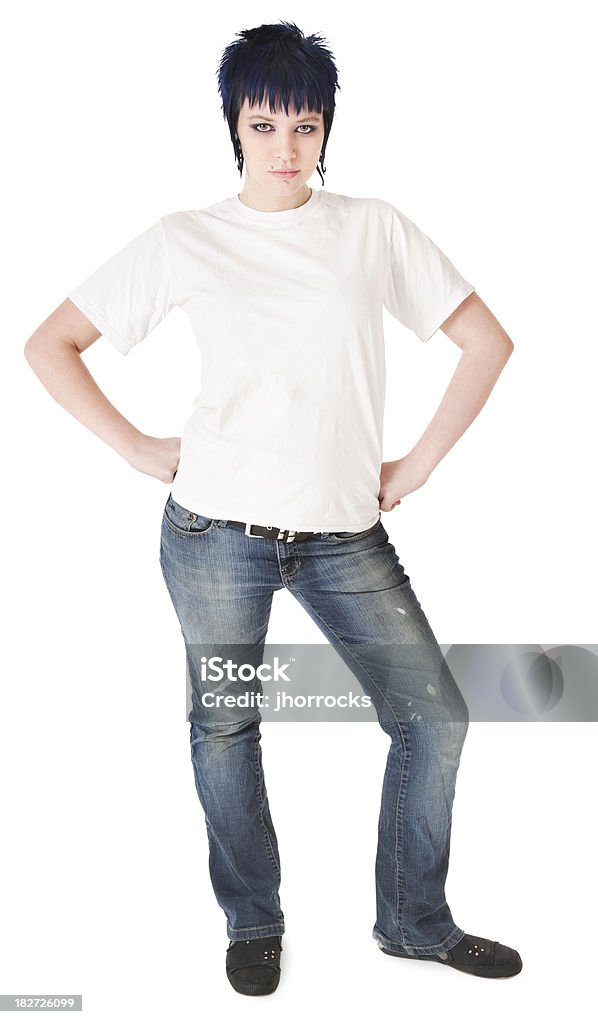 Punk Menina Tshirt em branco - Royalty-free Fundo Branco Foto de stock