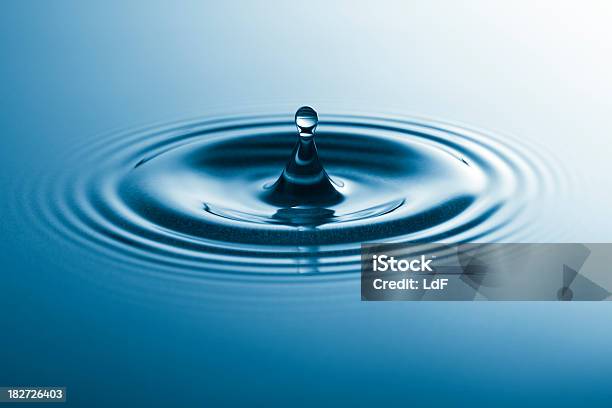Drop Falling In Water Stock Photo - Download Image Now - Abstract, Backgrounds, Blue