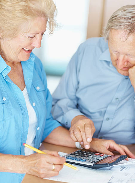 istock Senior couple discussing financial budget post retirement 182726418