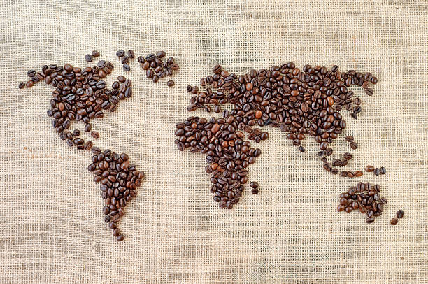 Coffee world map stock photo