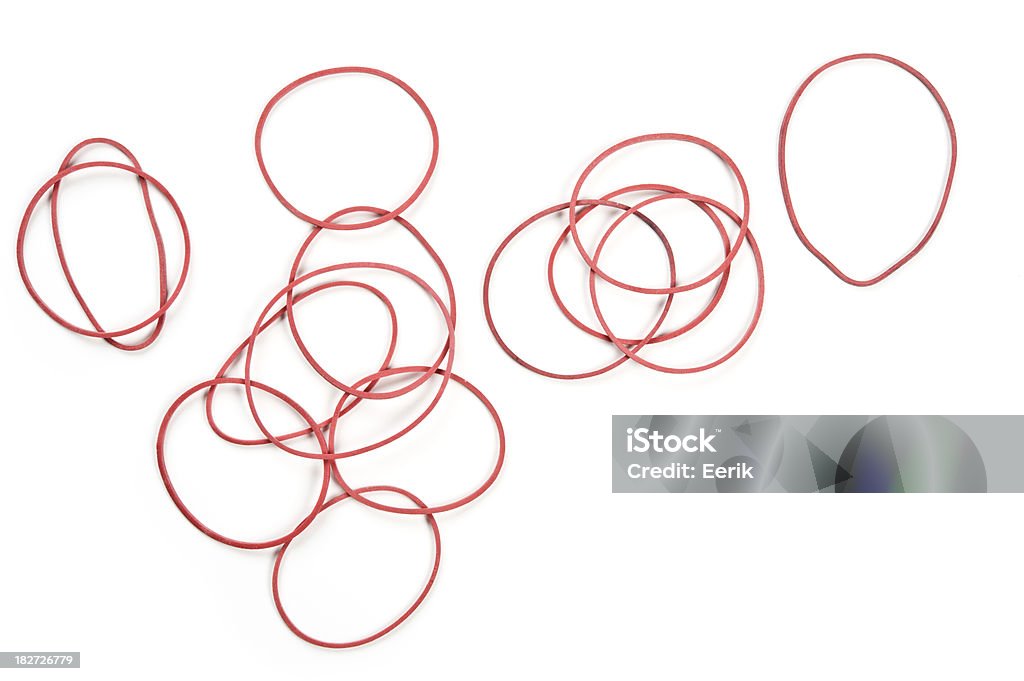 Rubber bands Red rubber bands on white background. Abstract Stock Photo