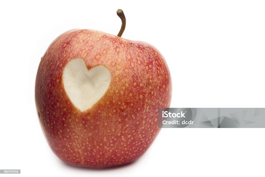 Roter Apfel mit einem Herz-symbol - Lizenzfrei Apfel Stock-Foto
