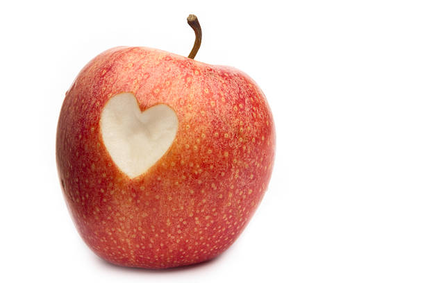 istock Red apple with a heart symbol 182727012
