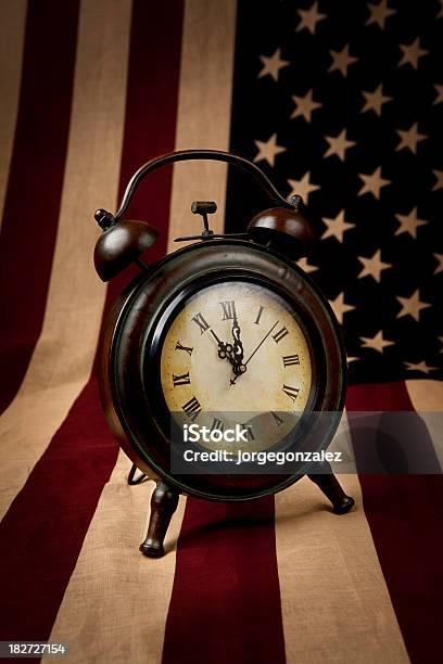 Vintage American Flag Stock Photo - Download Image Now - 11 O'Clock, Alarm Clock, American Culture