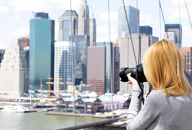 istock Young Woman Filming Lower Manhattan, NYC 182727204