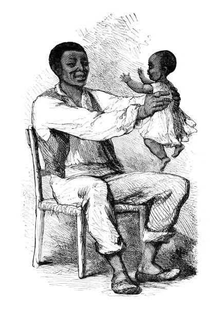 Uncle Tom "Vintage engraving of 'Uncle Tom' the character form Harriet Beecher Stowe's novel  Uncle Tom's Cabin or, Life Among the Lowly published in 1852, which had an effect on attitudes toward African Americans and slavery in the United States." american slavery stock illustrations