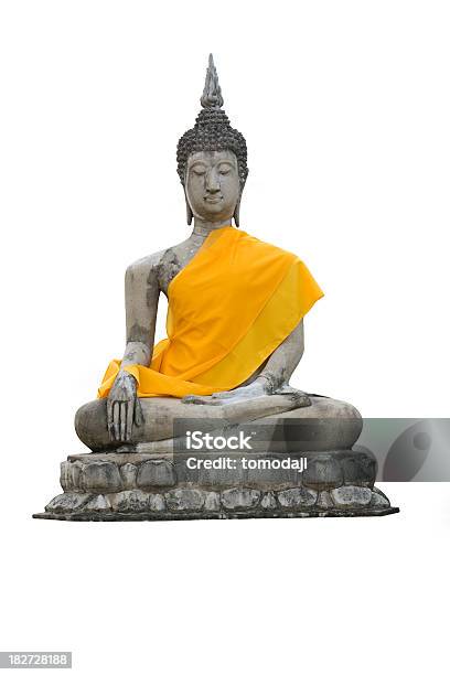 Statue Von Einer Sitzenden Buddha Isoliert Stockfoto und mehr Bilder von Buddha - Buddha, Gelb, Anmut