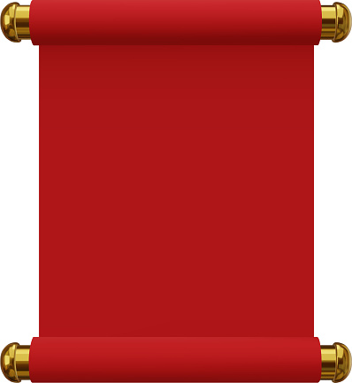red and gold realistic scroll. chinese new year scroll vector