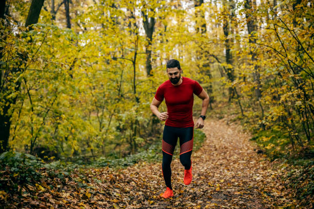 istock A fit runner is running in wild forest. 1827297191