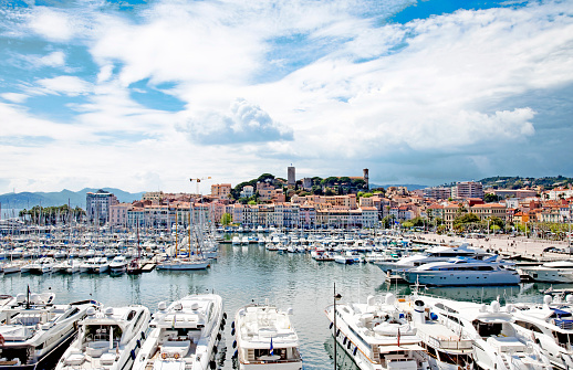 View of the port of Cannes. \