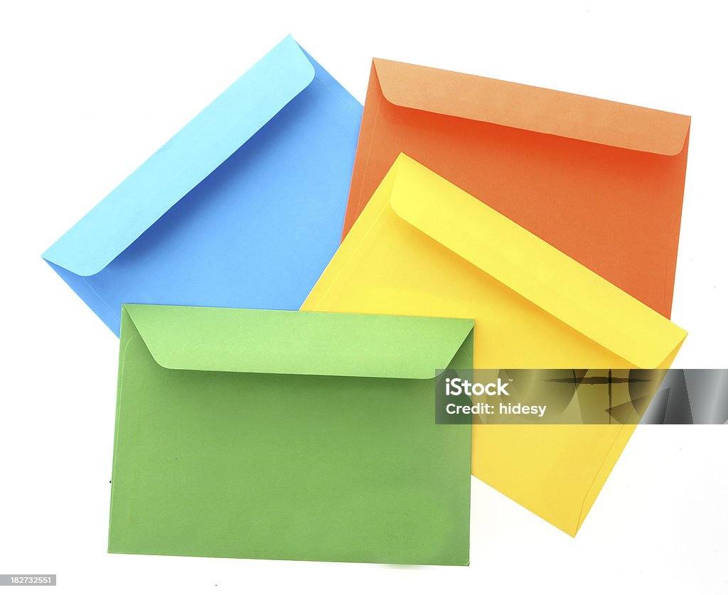 Bright Coloured Envelopes Envelopes on white background Blue Stock Photo Bright Coloured Envelopes Envelopes on white background Blue Stock Photo