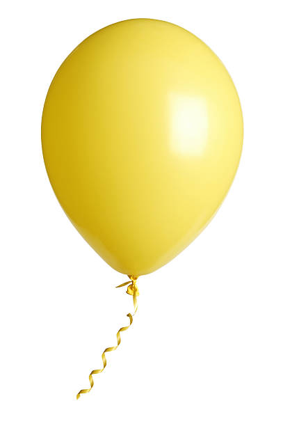 jaune ballons de fête isolé sur blanc - yellow balloon photos et images de collection