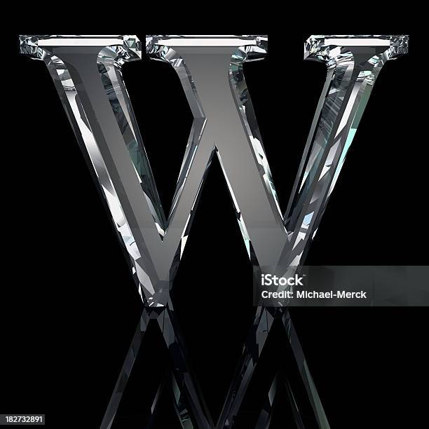 Crystal Letter W Stock Photo - Download Image Now - Typescript, Glass - Material, Three Dimensional