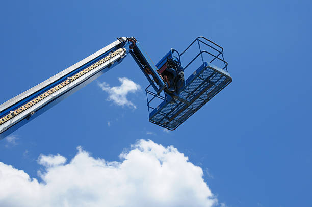 istock Cherry picker lift to the clouds concept 182733288