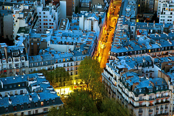 paris na cobertura - paris france roof apartment aerial view - fotografias e filmes do acervo