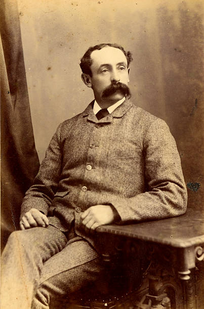 Victorian Gentleman vintage photograph Vintage photograph of a gentleman from the Victorian era circa 1880 with a bushy moustache. social history photos stock pictures, royalty-free photos & images