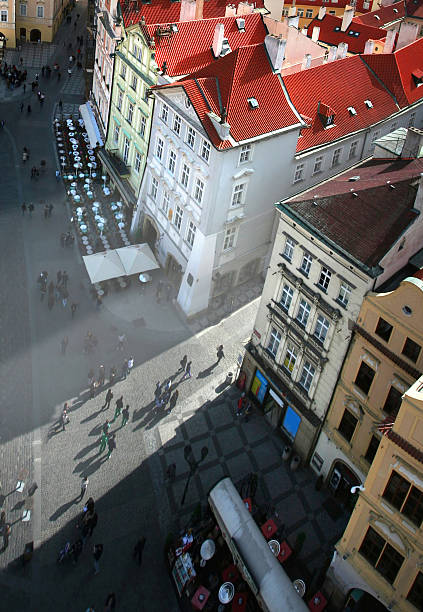 istock light beaming out of prague buildings 182734133