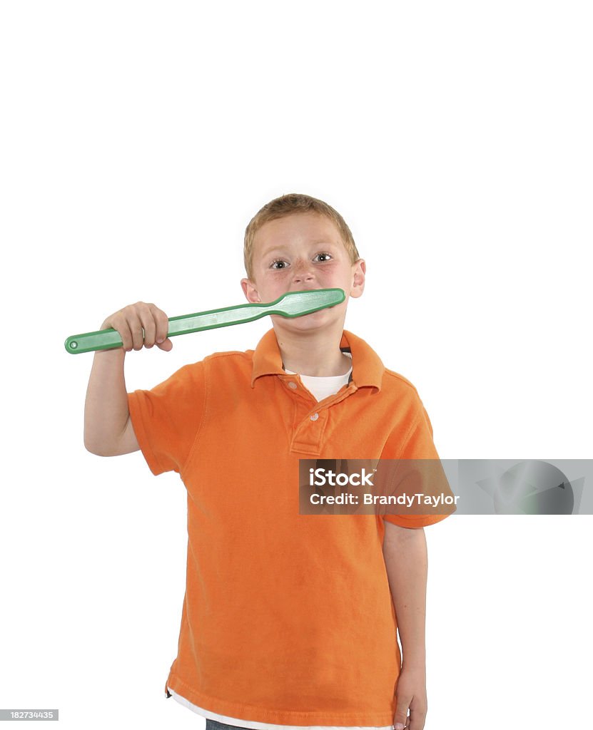 Ragazzo di Lavarsi i denti sua - Foto stock royalty-free di Bambino