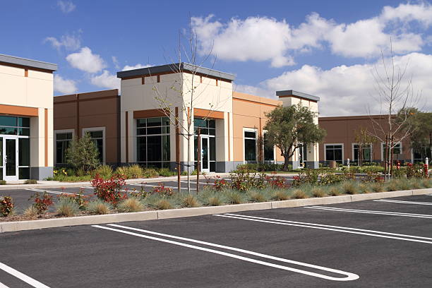 istock Industrial Office Park Building and Parking Lot 182734837