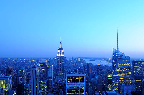 istock Manhattan Skyline at Sunset,NYC,Blue Toned 182735087