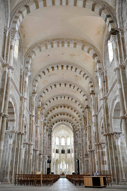 Basilica of Vezelay - inside stock photo