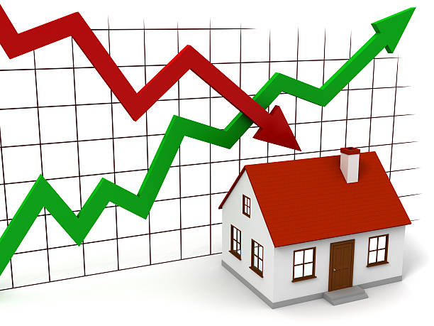 istock A illustration of a house growth and crash chart 182735564
