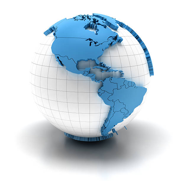 istock Globe of america with national borders, two clipping paths provided 182735874