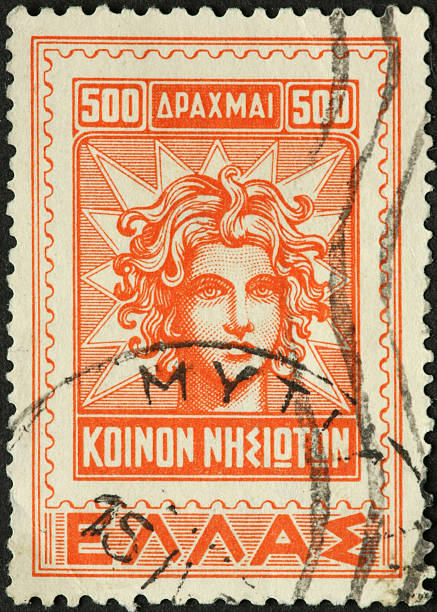 istock woman on old Greek stamp 182736053