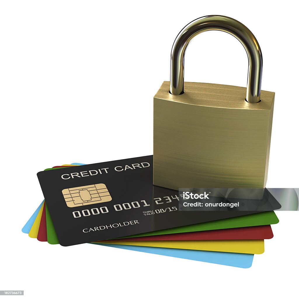 Sicurezza della carta di credito - Foto stock royalty-free di Lucchetto