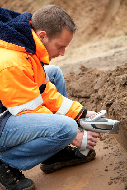 istock Analysing the soil with HXRF and taking samples, environmetal research. 182736774