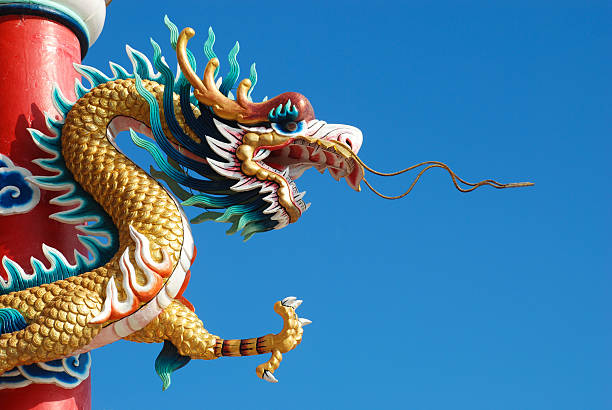 dragon mit einem blauen himmel bild. - chinese culture beijing china buddhism stock-fotos und bilder