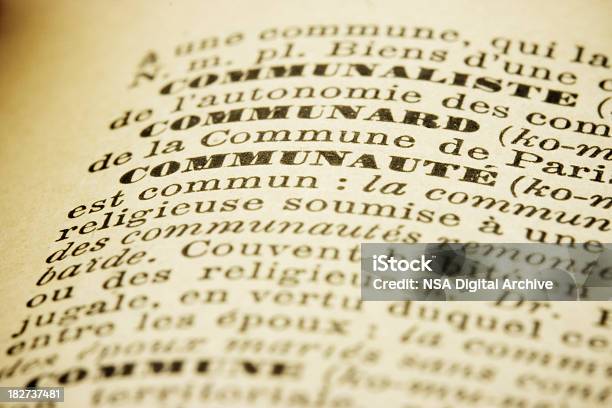 Communaute French Dictionary Macro Stock Photo - Download Image Now - Book, Close-up, Color Image