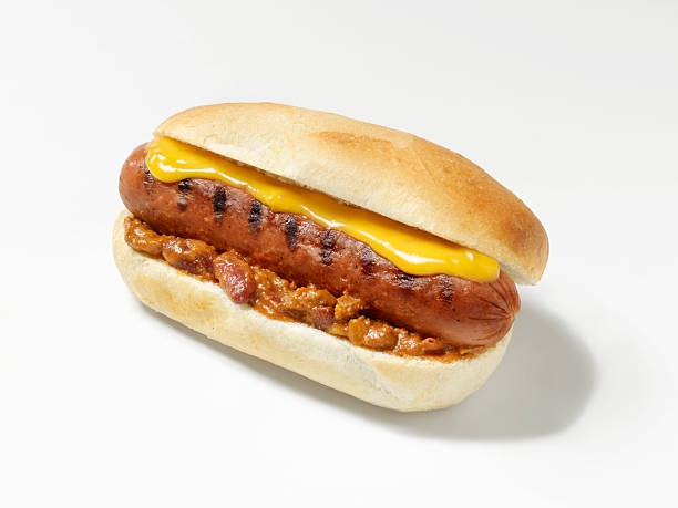 cane con formaggio e chili - sausage grilled isolated single object foto e immagini stock