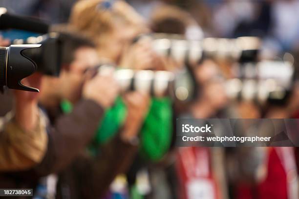 Capturing An Image Stock Photo - Download Image Now - Sports Photographer, Paparazzi Photographer, Crowd of People
