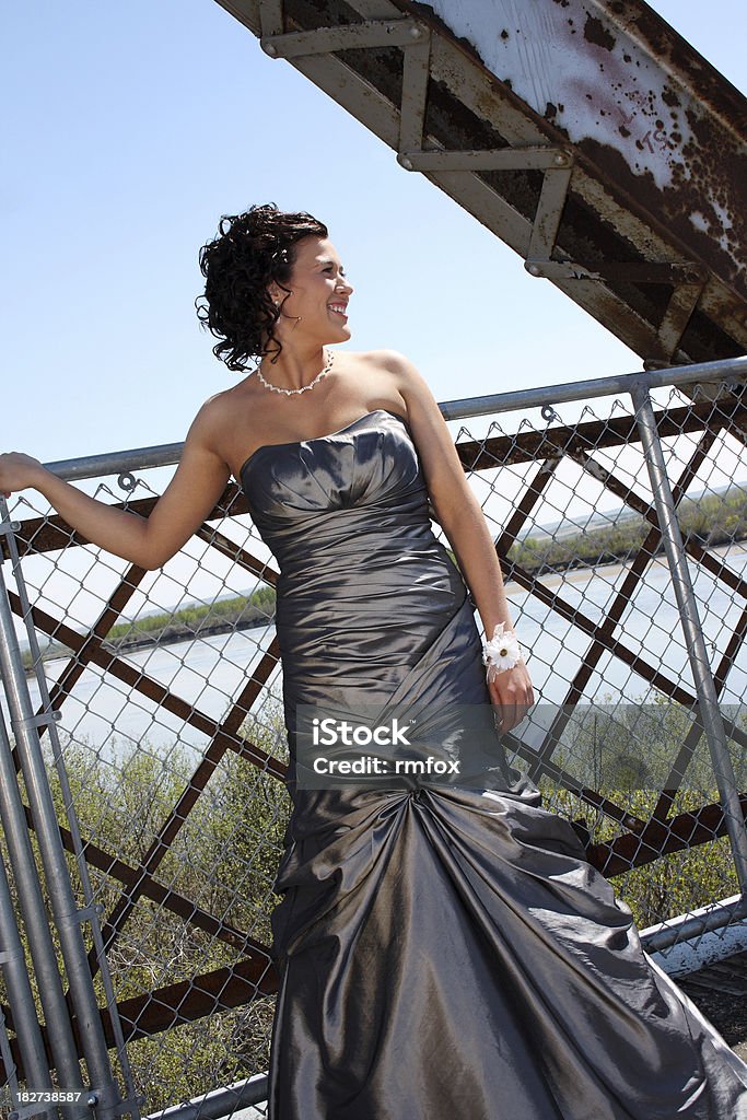 Senior Portrait High school senior in her graduation dress. Prom Stock Photo