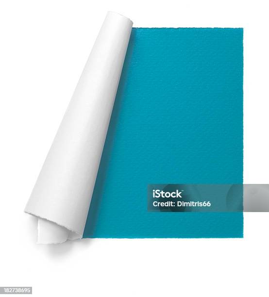 Libro Blanco De Fondo Cian Bastidor Foto de stock y más banco de imágenes de Azul - Azul, Papel cortado, Agujero