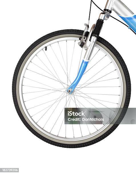 Bicicletta Ruota Anteriore - Fotografie stock e altre immagini di Bicicletta - Bicicletta, Scontornabile, Bianco