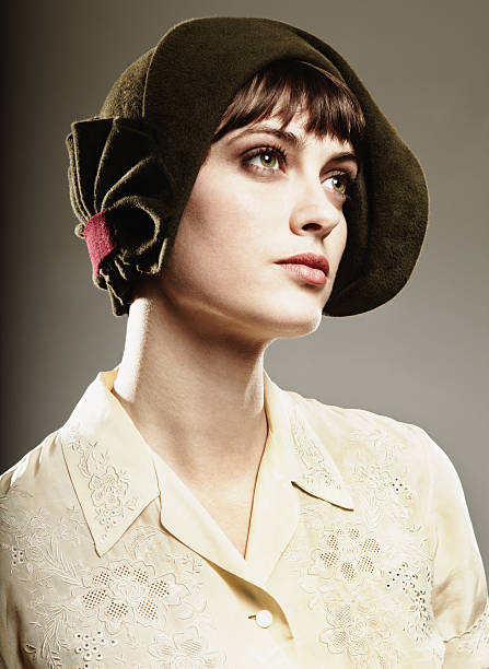 Woman dressed in vintage clothing stock photo