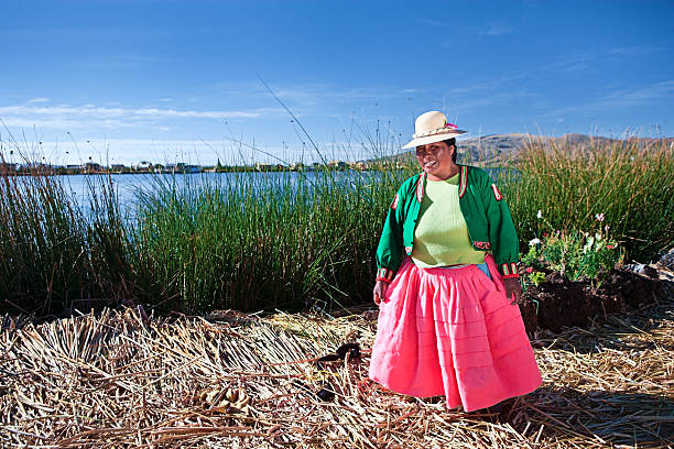 istock Uros woman on floating island 182739384