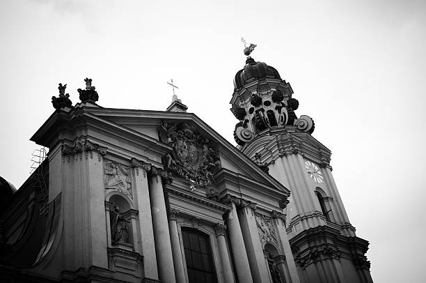 istock St Kajetan church (Theatinerkirche), Munich, black and white 182739937