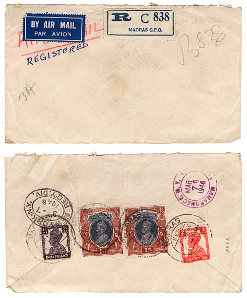 istock Envelope sent from Madras, India, to New York, 1946 182740964