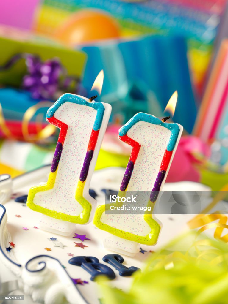 Nummer elf Geburtstag Kerze - Lizenzfrei Zahl 11 Stock-Foto