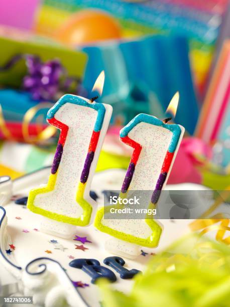 Nummer Elf Geburtstag Kerze Stockfoto und mehr Bilder von Zahl 11 - Zahl 11, Kerze, Band