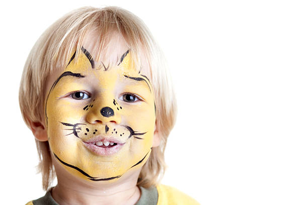 istock Cute little boy with face painting 182741145
