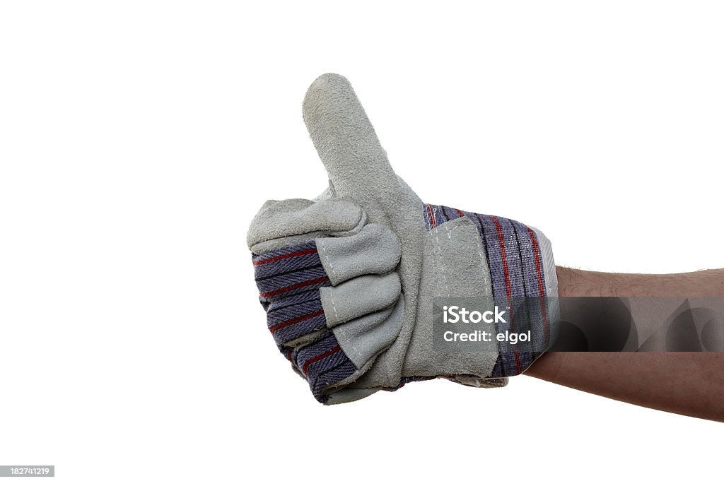 Mão direita do Trabalhador de Construção com os polegares para cima - Foto de stock de Branco royalty-free
