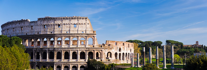 Panoramic view of the Colosseum, Rome, Italy
