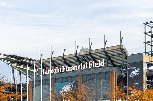 Lincoln Financial Field in Philadelphia, Pennsylvania, USA, November 4, 2023. Lincoln Financial Field is an American football stadium in Philadelphia.