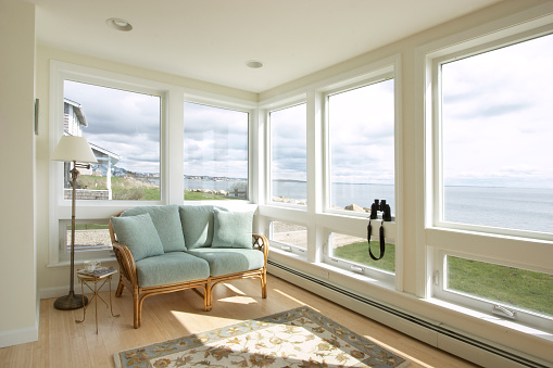 Sun room looking out over the ocean.