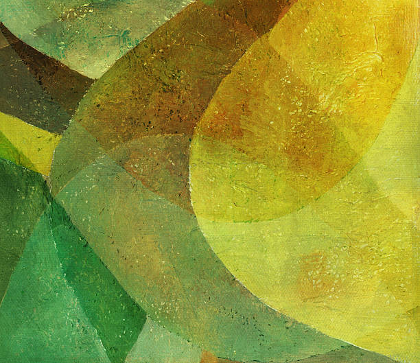 Abstract Green and Yellow Painting stock photo