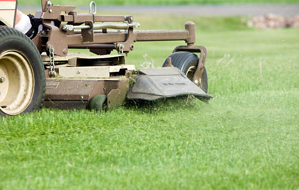 istock Commercial Lawn Mower Discharging Grass 182742079